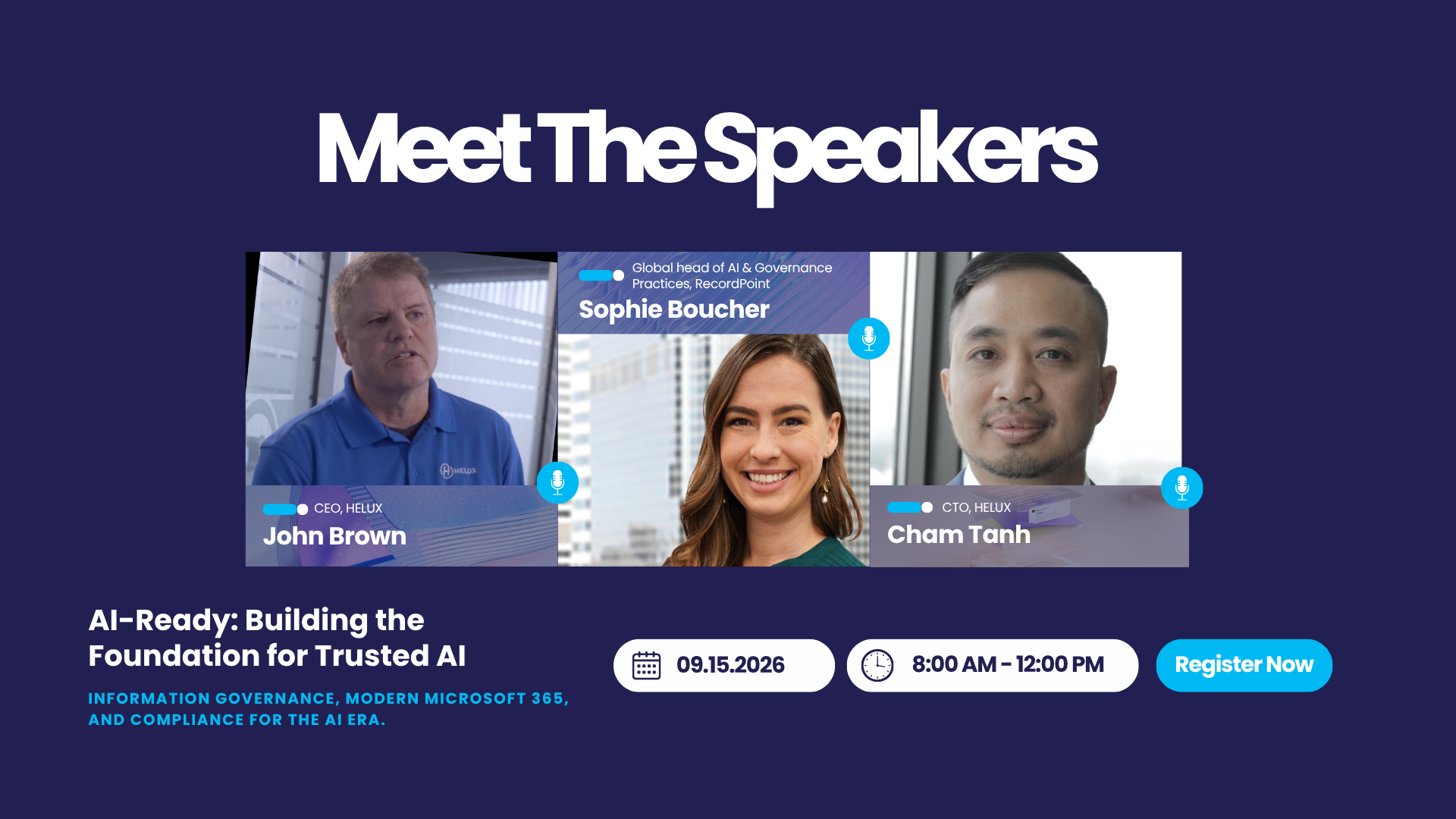 HELUX x RecordPoint Event Graphic_Meet the Speakers HELUX x RecordPoint Event Graphic_Meet the Speakers